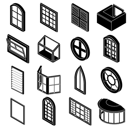 Window forms icons set. Simple illustration of 16 window forms icons set vector icons for webのイラスト素材