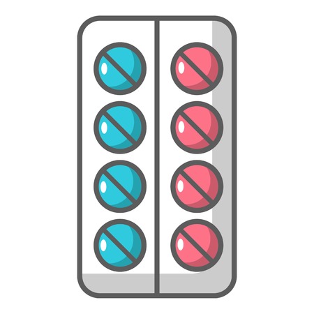 Pills in blister pack icon, cartoon styleのイラスト素材