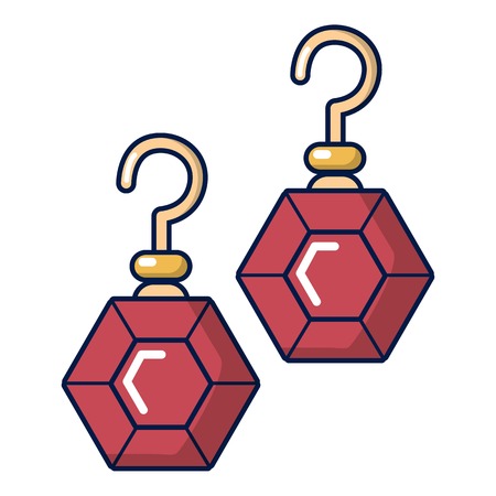 Earrings with rubies icon, cartoon styleのイラスト素材