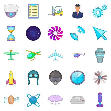 Aircraft icons set, cartoon styleのイラスト素材