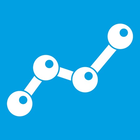 Chart statistics line icon white isolated on blue background vector illustrationのイラスト素材