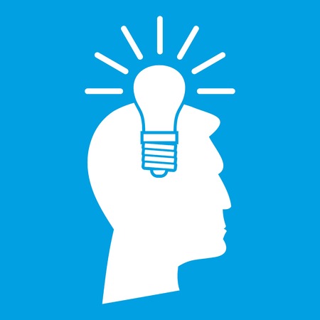 Light bulb idea icon whiteのイラスト素材