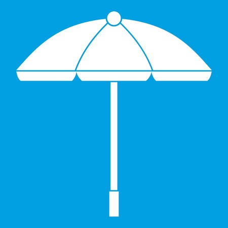 Sun umbrella icon white isolated on blue background vector illustrationのイラスト素材