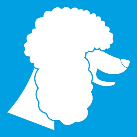 Poodle dog icon white isolated on blue background vector illustrationのイラスト素材