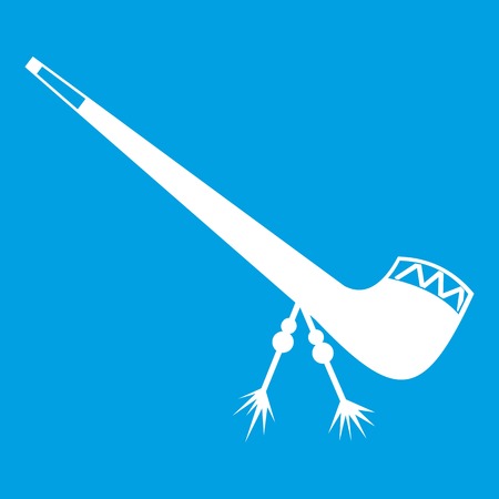 Smoking pipe icon white isolated on blue background vector illustrationのイラスト素材