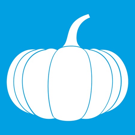 Ripe pumpkin icon white isolated on blue background vector illustrationのイラスト素材