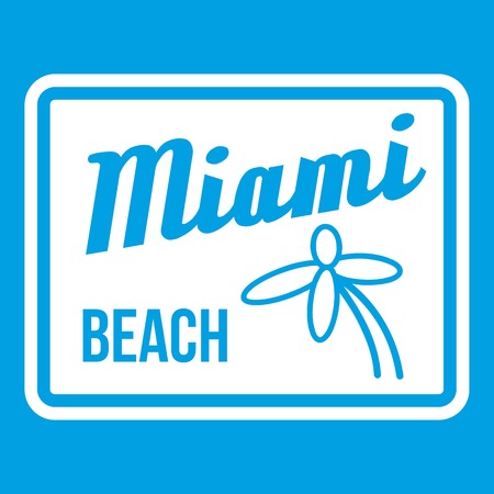 Miami beach icon white isolated on blue background vector illustrationのイラスト素材