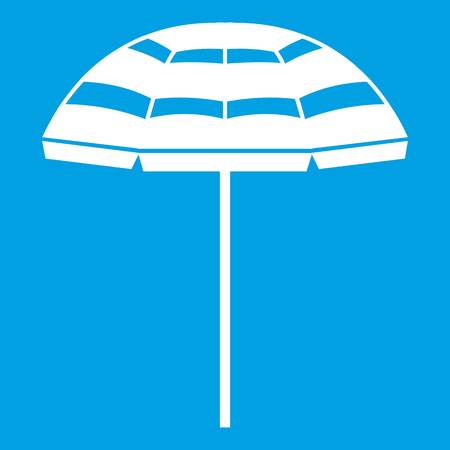 Beach umbrella icon white isolated on blue background vector illustrationのイラスト素材