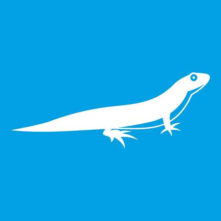 Lizard icon white isolated on blue background vector illustrationのイラスト素材