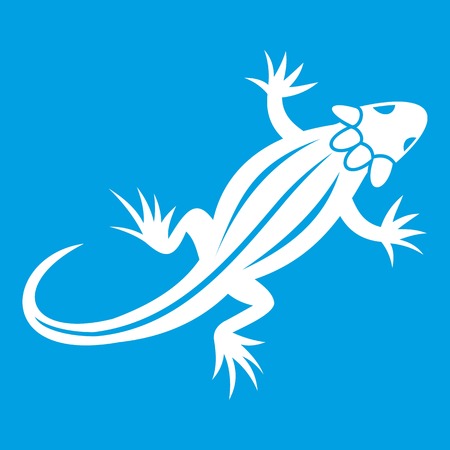 Lizard icon white isolated on blue background vector illustrationのイラスト素材