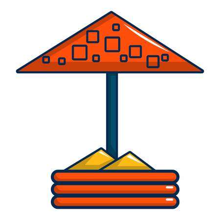 Sandbox with red dotted umbrella iconのイラスト素材