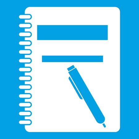 Closed spiral notebook and pen icon whiteのイラスト素材