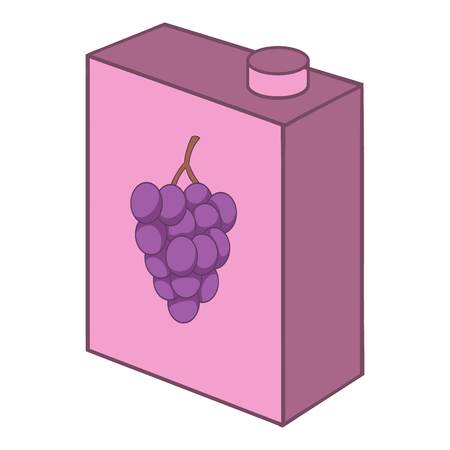 Grape juice drink carton box icon, cartoon styleのイラスト素材