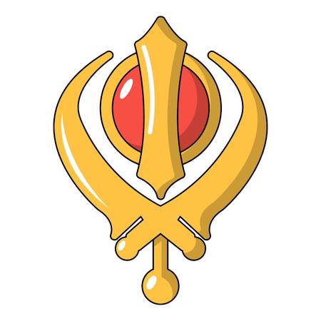 Khanda symbol sikhism religion icon, cartoon styleのイラスト素材