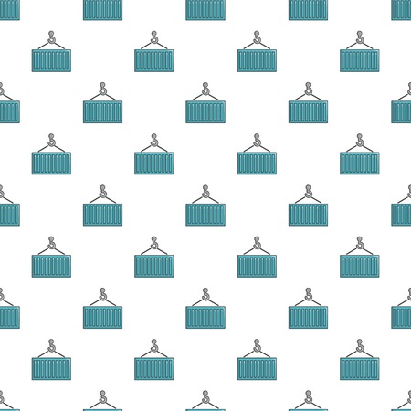 Crane lift a container pattern in cartoon style. Seamless pattern vector illustrationのイラスト素材