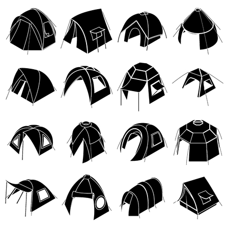 Tent forms icons set, simple styleのイラスト素材