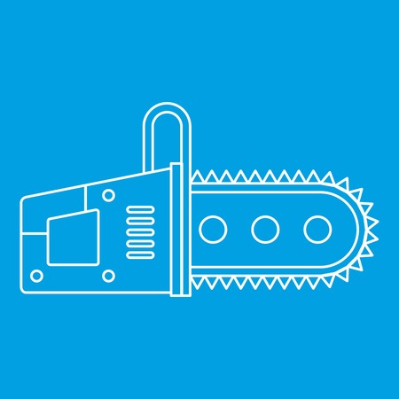Chainsaw icon blue outline style isolated vector illustration. Thin line signのイラスト素材