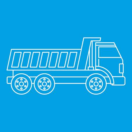 Dumper truck icon blue outline style isolated vector illustration. Thin line signのイラスト素材