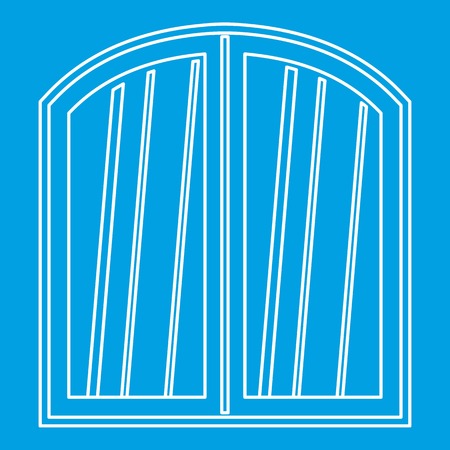 White window arched frame icon blue outline style isolated vector illustration. Thin line signのイラスト素材