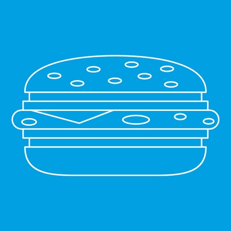 Burger icon blue outline style isolated vector illustration. Thin line signのイラスト素材
