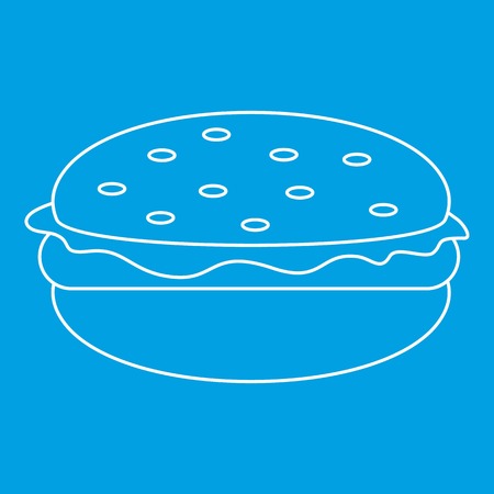 Burger icon blue outline style isolated vector illustration. Thin line signのイラスト素材