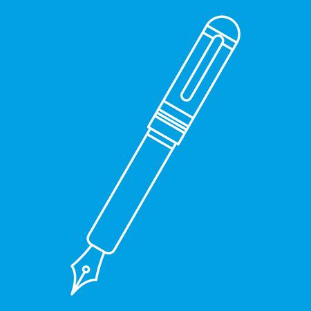 Black fountain pen icon blue outline style isolated vector illustration. Thin line signのイラスト素材