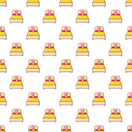 Wedding couple bed pattern in cartoon style. Seamless pattern vector illustrationのイラスト素材
