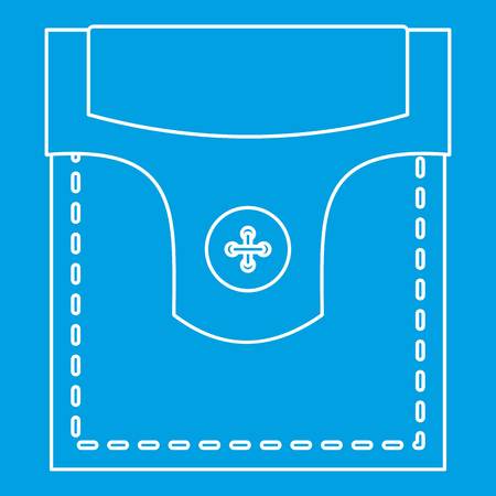 Pocket with valve and button icon blue outline style isolated vector illustration. Thin line signのイラスト素材