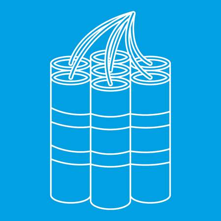 Dynamite sticks icon blue outline style isolated vector illustration. Thin line signのイラスト素材