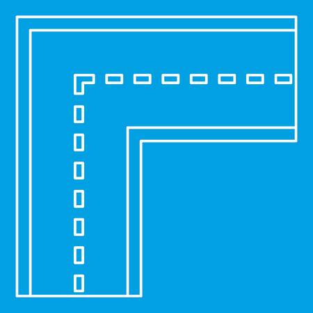 Turning road icon blue outline style isolated vector illustration. Thin line signのイラスト素材