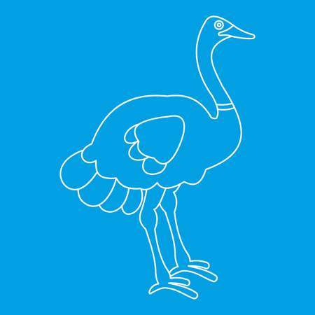 Ostrich icon blue outline style isolated vector illustration. Thin line signのイラスト素材