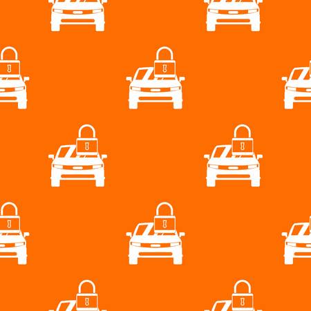 Car with padlock pattern repeat seamless in orange color for any design. Vector geometric illustrationのイラスト素材