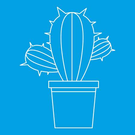 Cactus plant icon blue outline style isolated vector illustration. Thin line signのイラスト素材