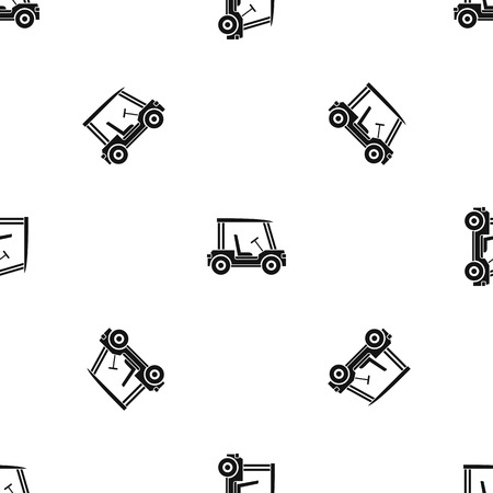 Golf club vehicle pattern repeat seamless in black color for any design. Vector geometric illustrationのイラスト素材