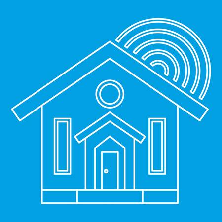 House icon blue outline style isolated vector illustration. Thin line signのイラスト素材