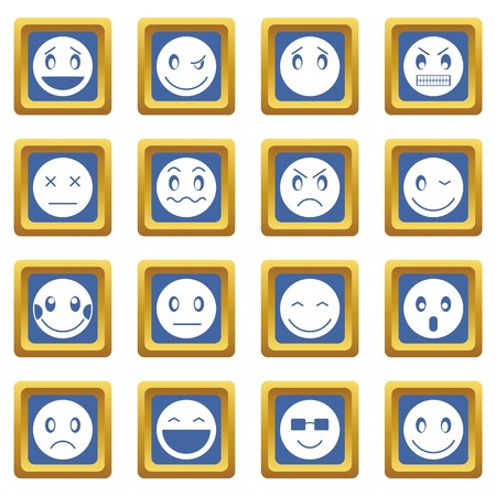 Emoticon icons set in blue color isolated vector illustration for web and any designのイラスト素材