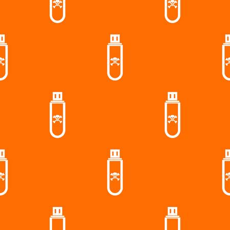 Infected USB flash drive pattern repeat seamless in orange color for any design. Vector geometric illustrationのイラスト素材