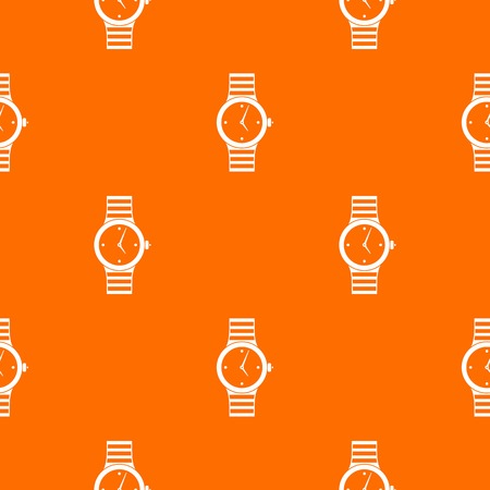 Watch pattern repeat seamless in orange color for any design. Vector geometric illustrationのイラスト素材