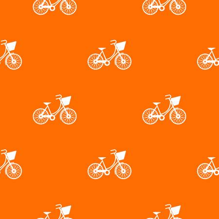 Bike with luggage pattern repeat seamless in orange color for any design. Vector geometric illustrationのイラスト素材