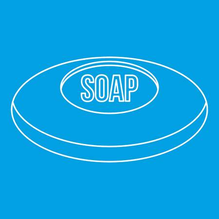 Piece of soap icon blue outline style isolated vector illustration. Thin line signのイラスト素材