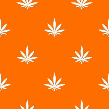 Cannabis leaf pattern repeat seamless in orange color for any design. Vector geometric illustrationのイラスト素材