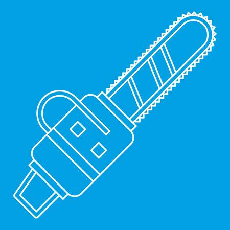 Chainsaw icon blue outline style isolated vector illustration. Thin line signのイラスト素材