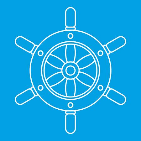 Ship wheel icon blue outline style isolated vector illustration. Thin line signのイラスト素材