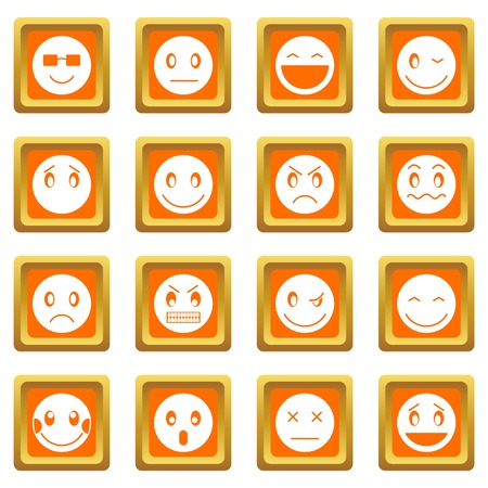 Emoticon icons set in orange color isolated vector illustration for web and any designのイラスト素材