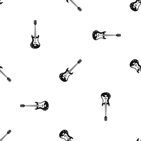 Classical electric guitar pattern repeat seamless in black color for any design. Vector geometric illustrationのイラスト素材