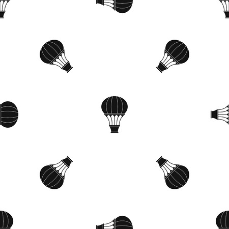 Hot air balloon with basket pattern seamless blackのイラスト素材