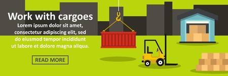 Work with cargoes banner horizontal conceptのイラスト素材