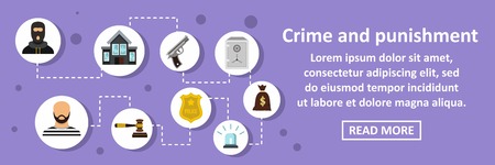 Crime and punishment banner horizontal concept. Flat illustration of crime and punishment banner horizontal vector concept for webのイラスト素材