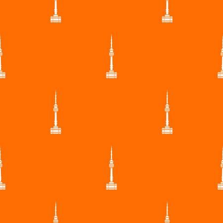 Namsan tower in Seoul pattern repeat seamless in orange color for any design. Vector geometric illustrationのイラスト素材