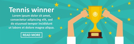 Tennis winner banner horizontal concept. Flat illustration of tennis winner horizontal vector concept for webのイラスト素材